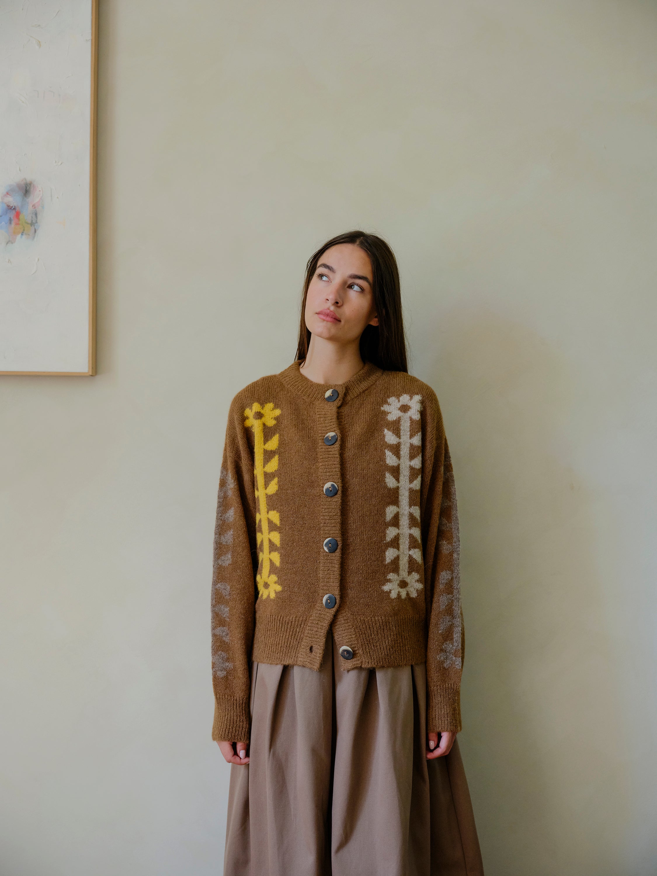 Flower Power Cardigan - Bark
