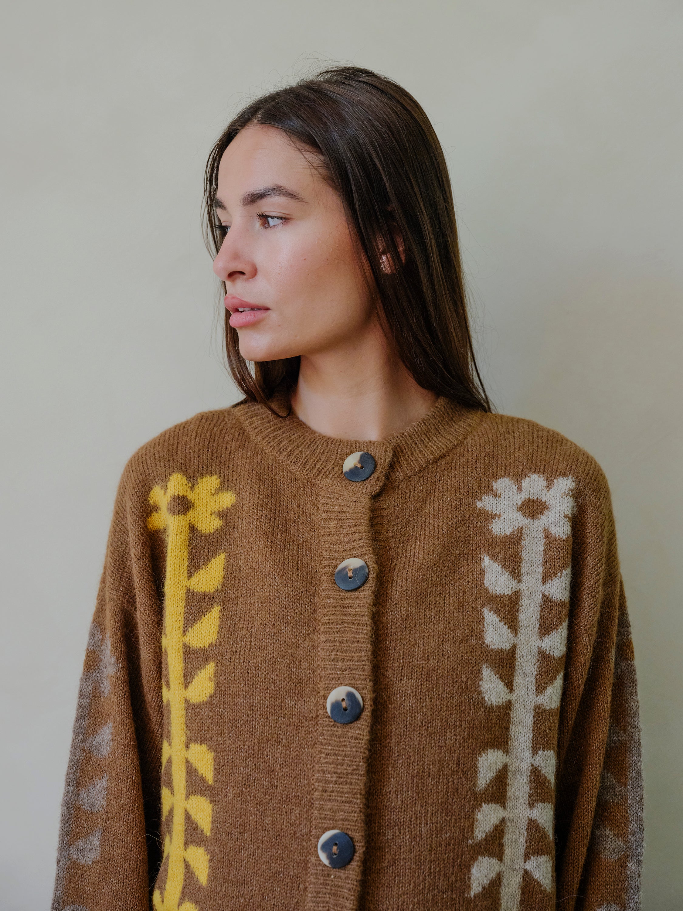Flower Power Cardigan - Bark