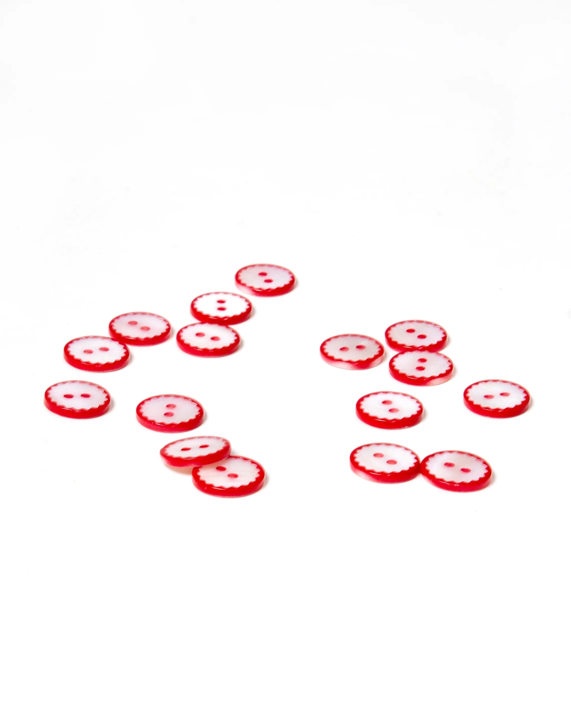 White Shell Red Scallop Edge 13mm