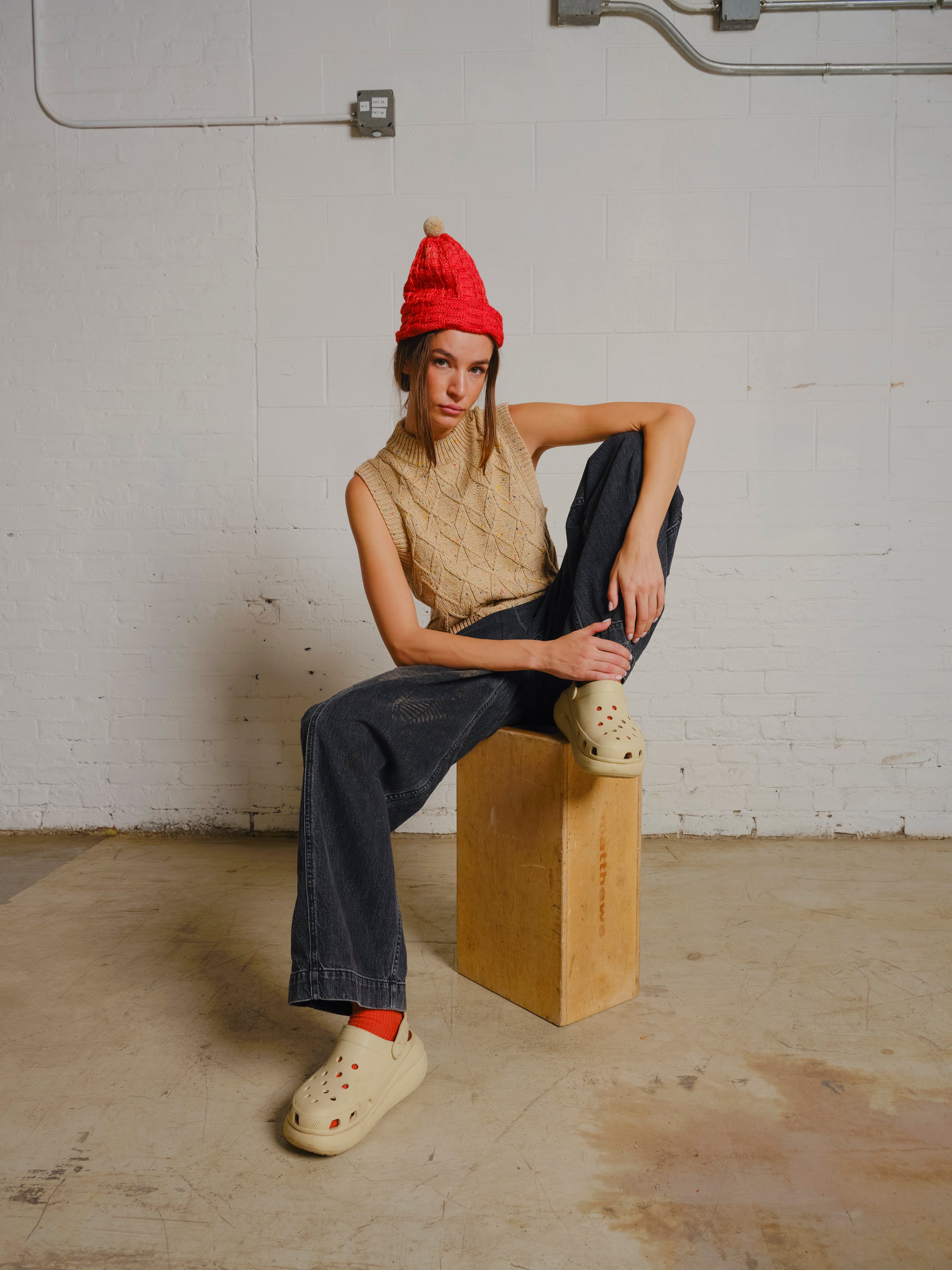 Linen Harlequin Stitch Vest