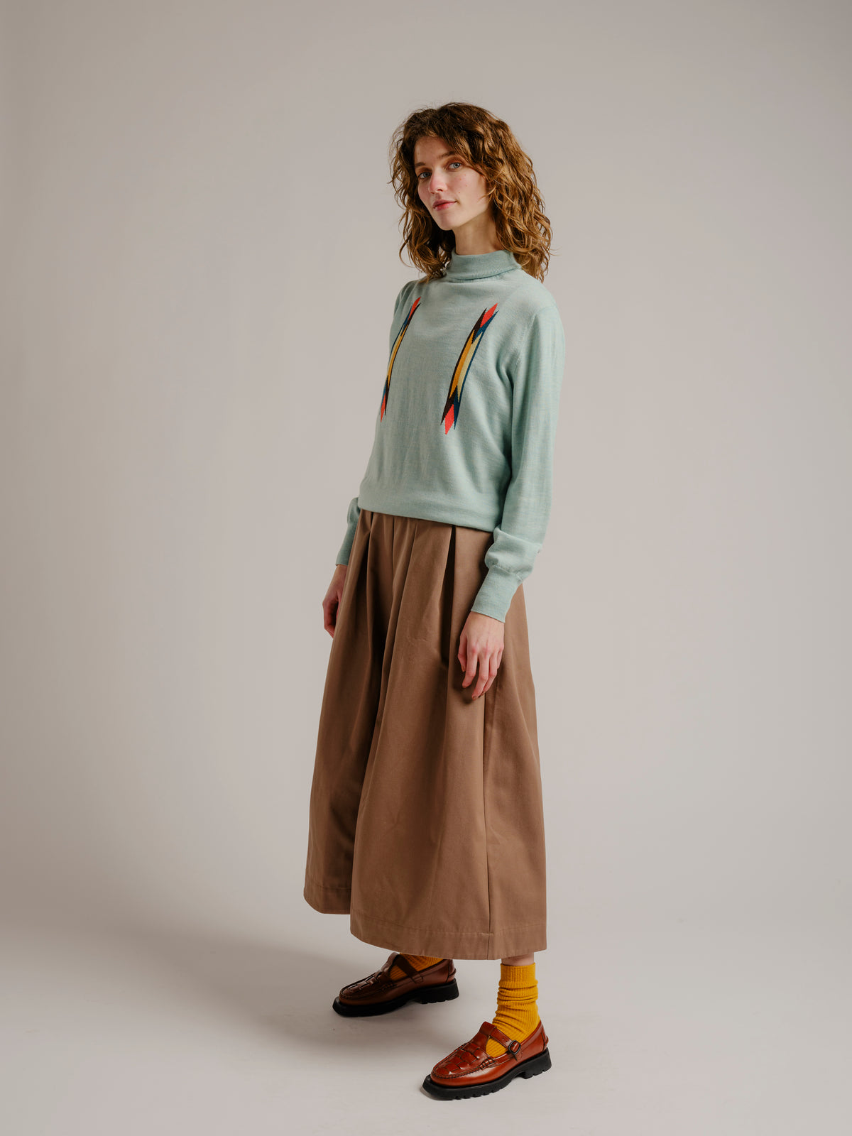 Butterfly Intarsia Turtleneck - Sky