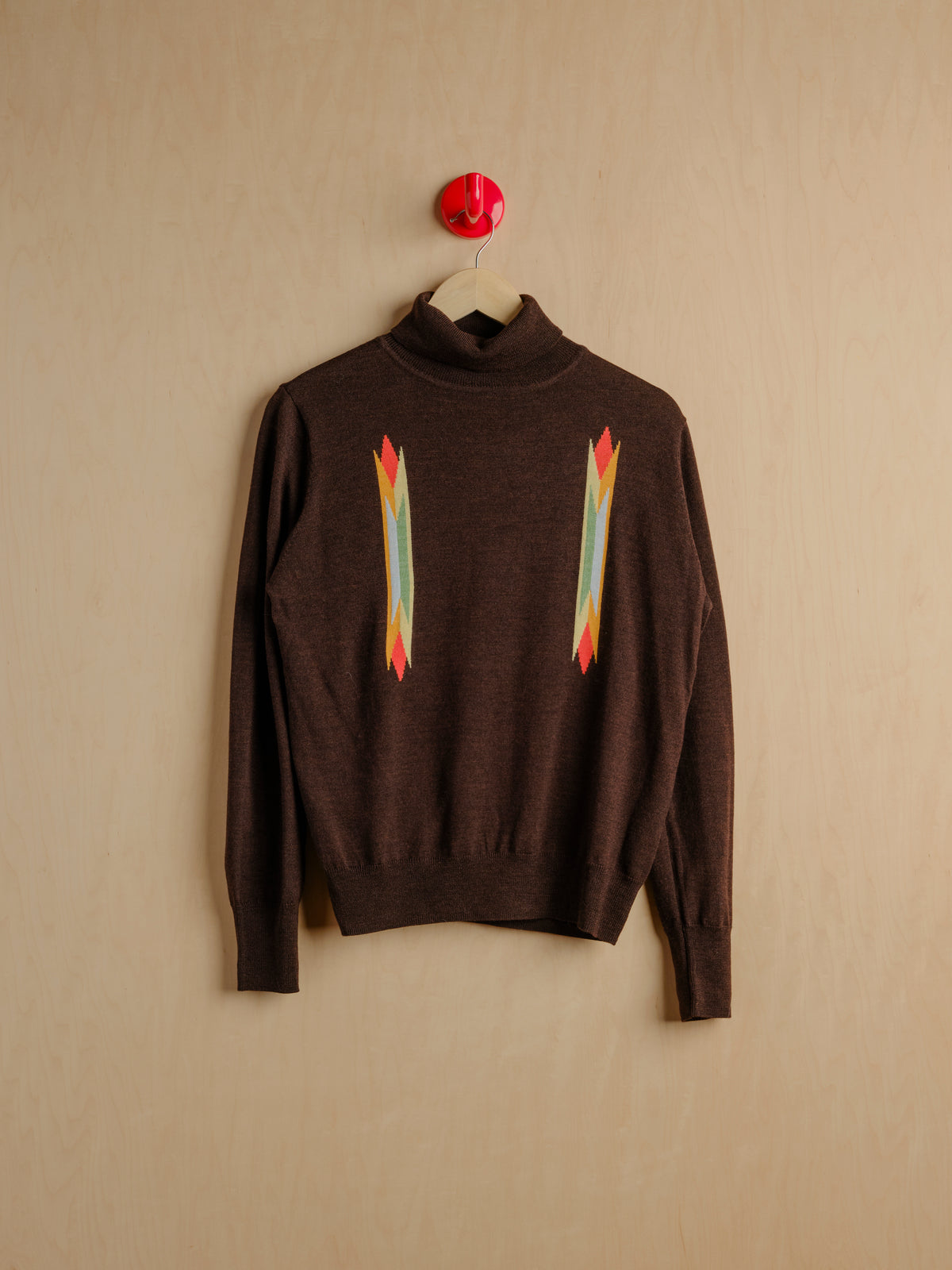 Butterfly Intarsia Turtleneck - Walnut