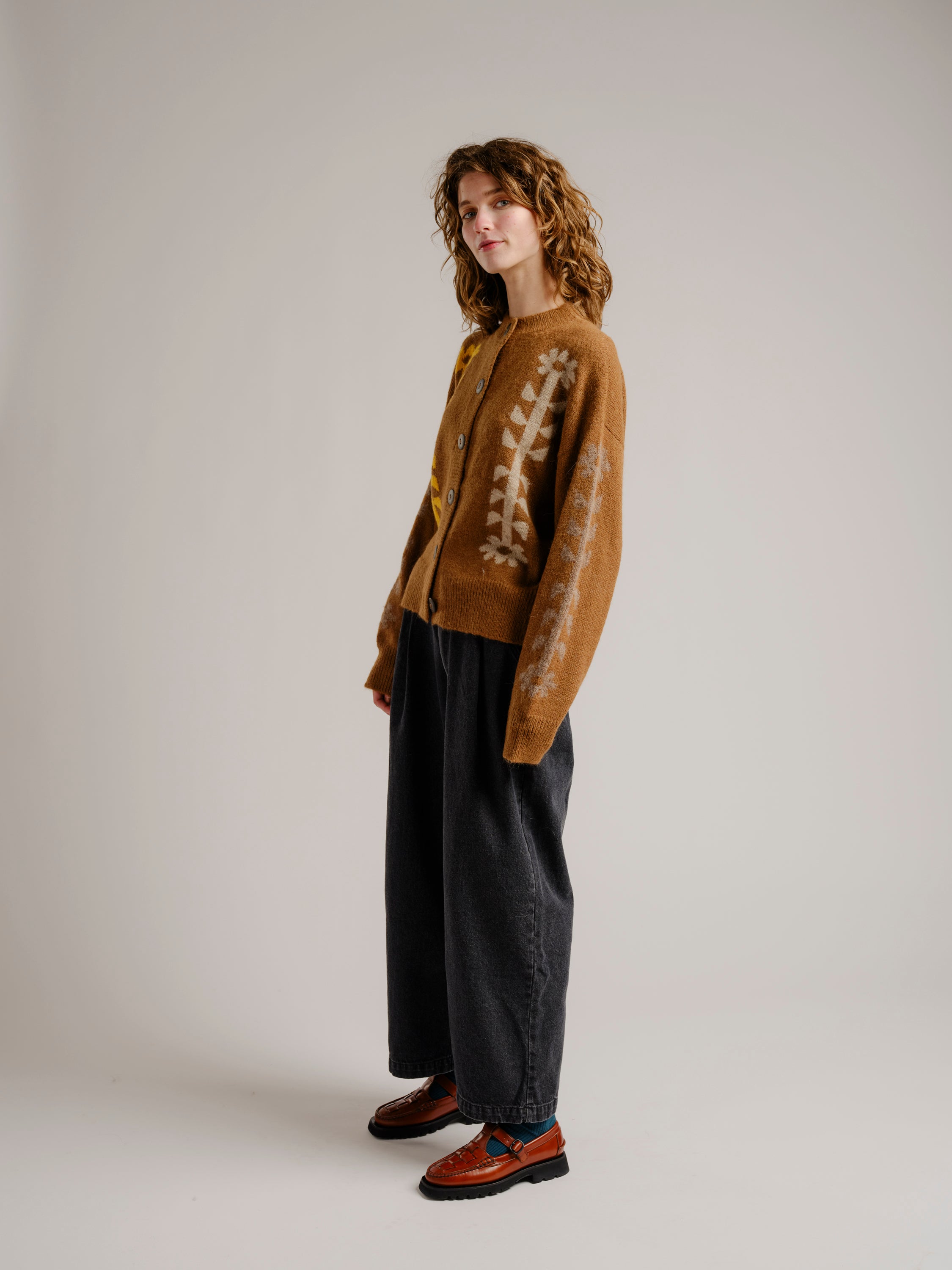 Flower Power Cardigan - Bark