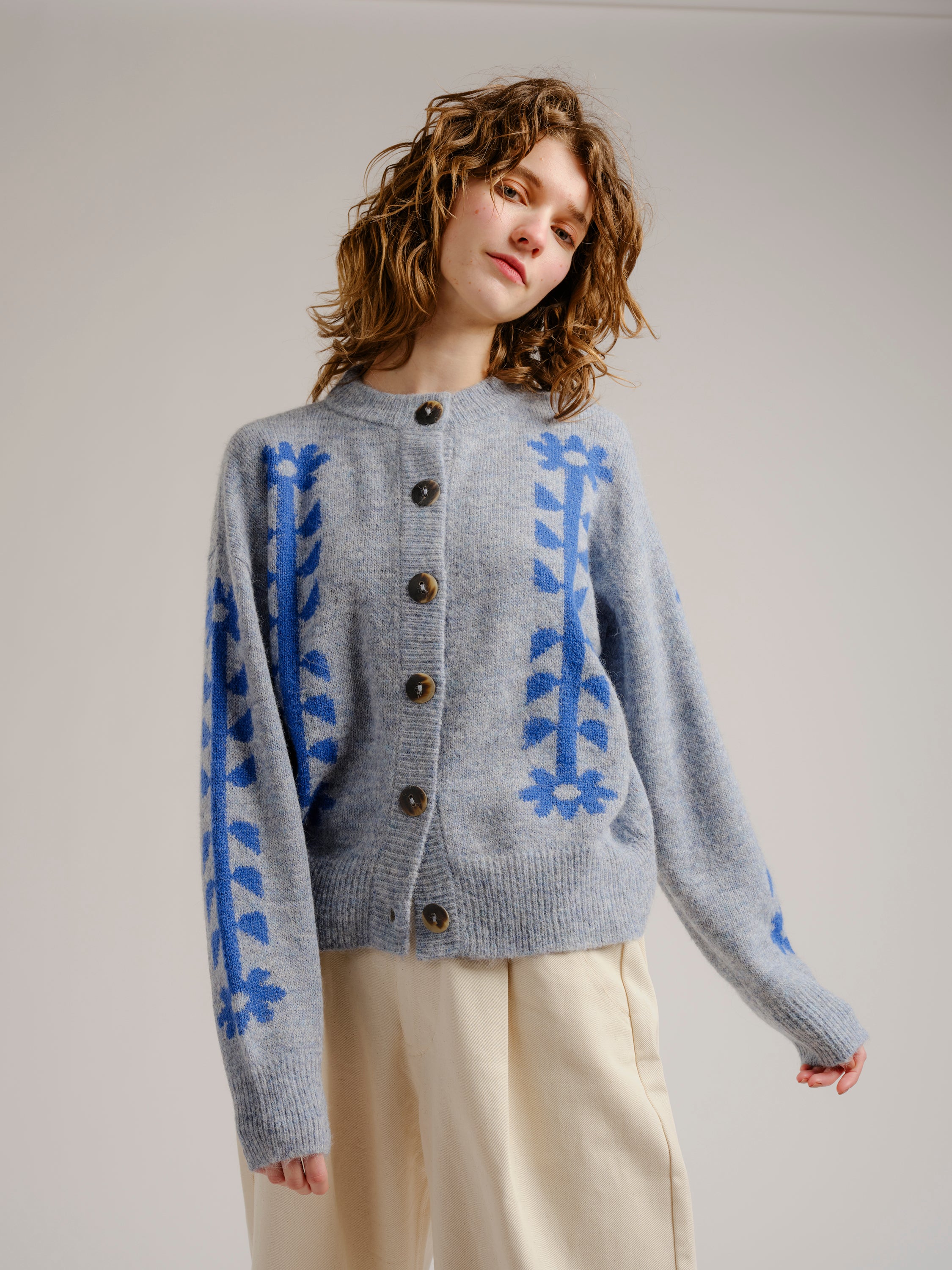 Flower Power Cardigan - Bluebell