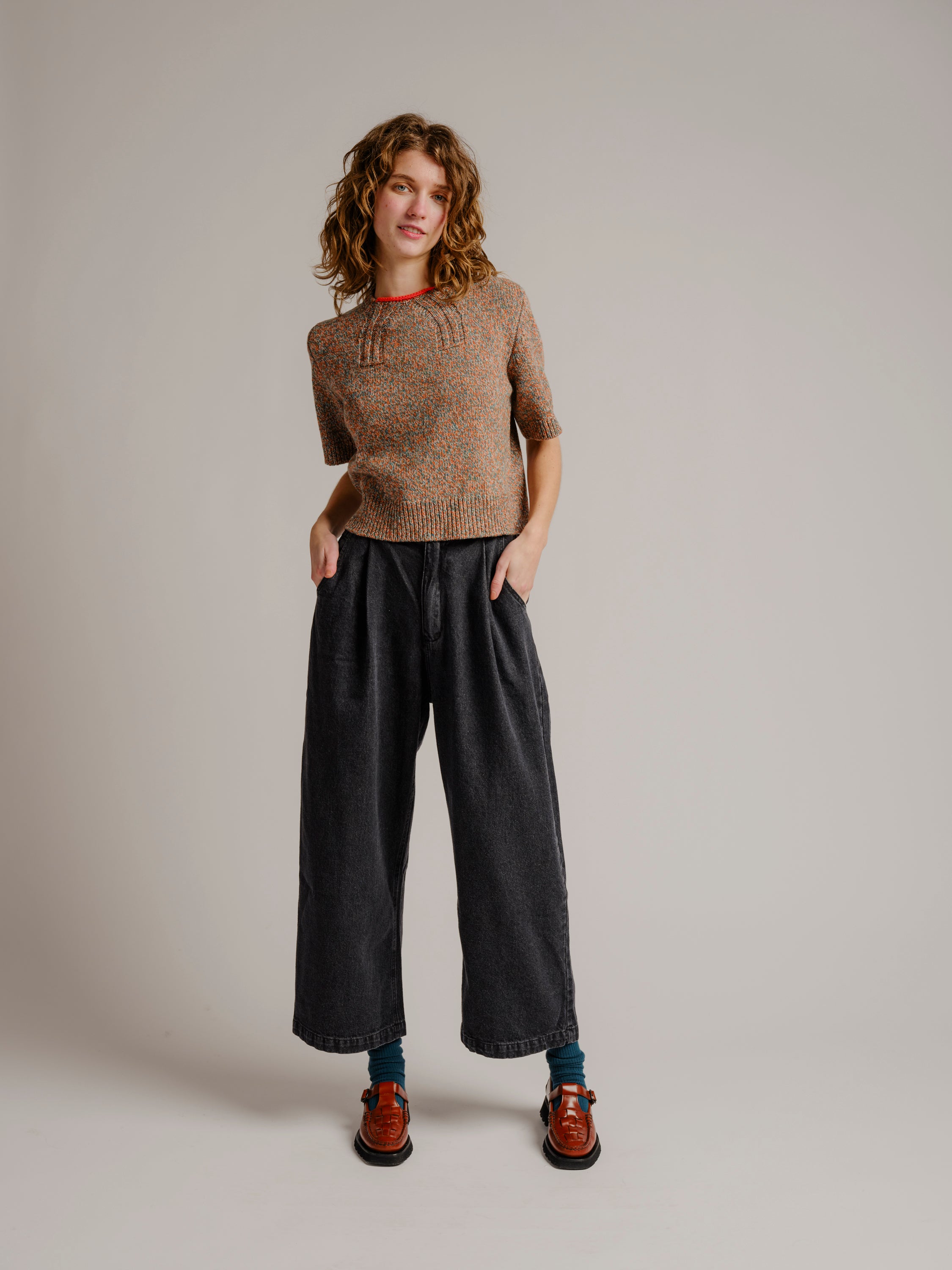 Rylie Wide Leg Pant - Black Denim