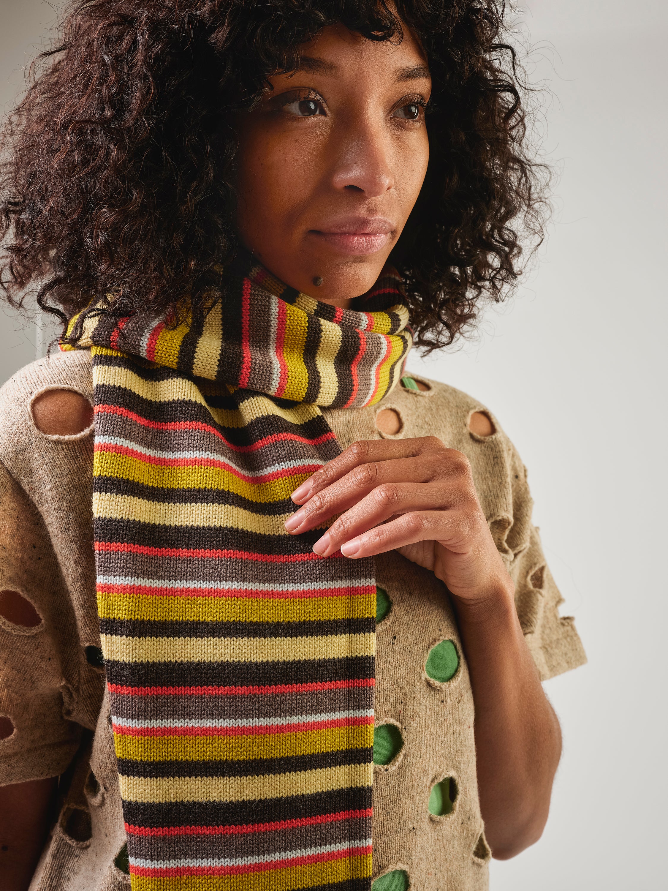 Retro Striped Sleeve Scarf