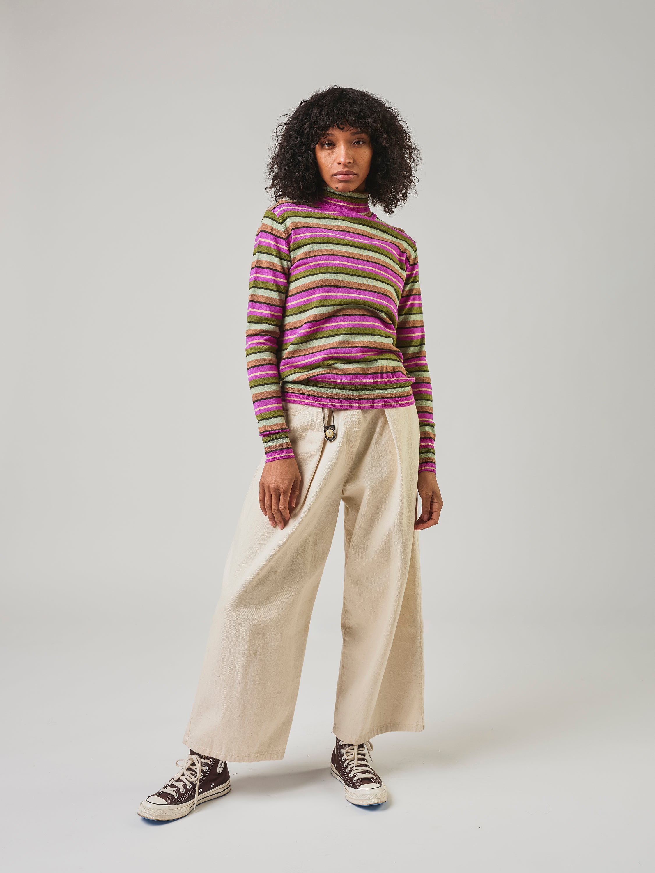 Berry Striped Turtleneck