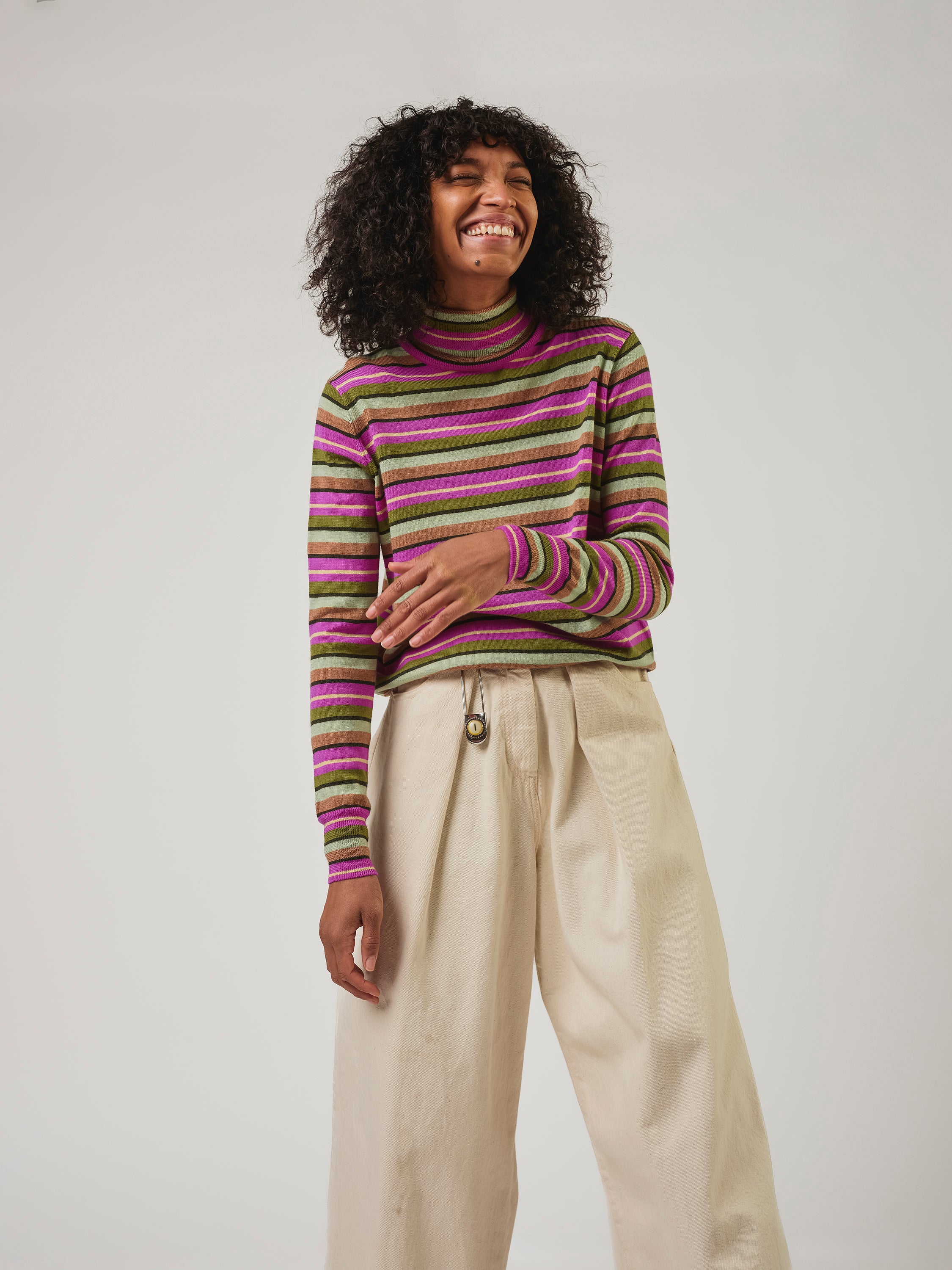 Berry Striped Turtleneck