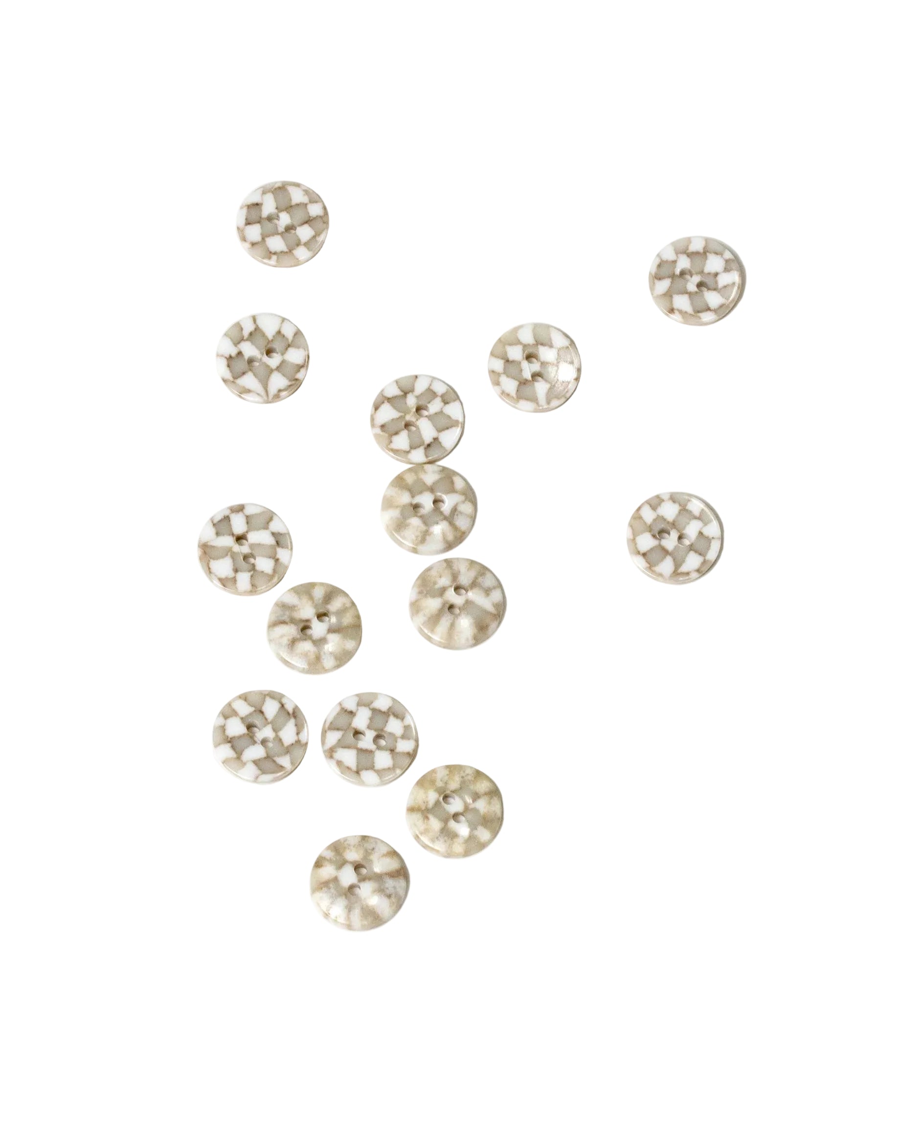Mosaic White and Taupe Buttons 18mm