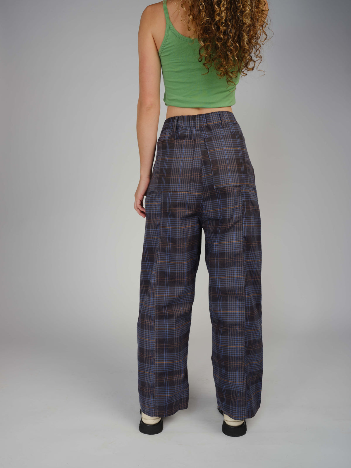 Rylie Wide Leg Pant - Cashmere Blend Plaid