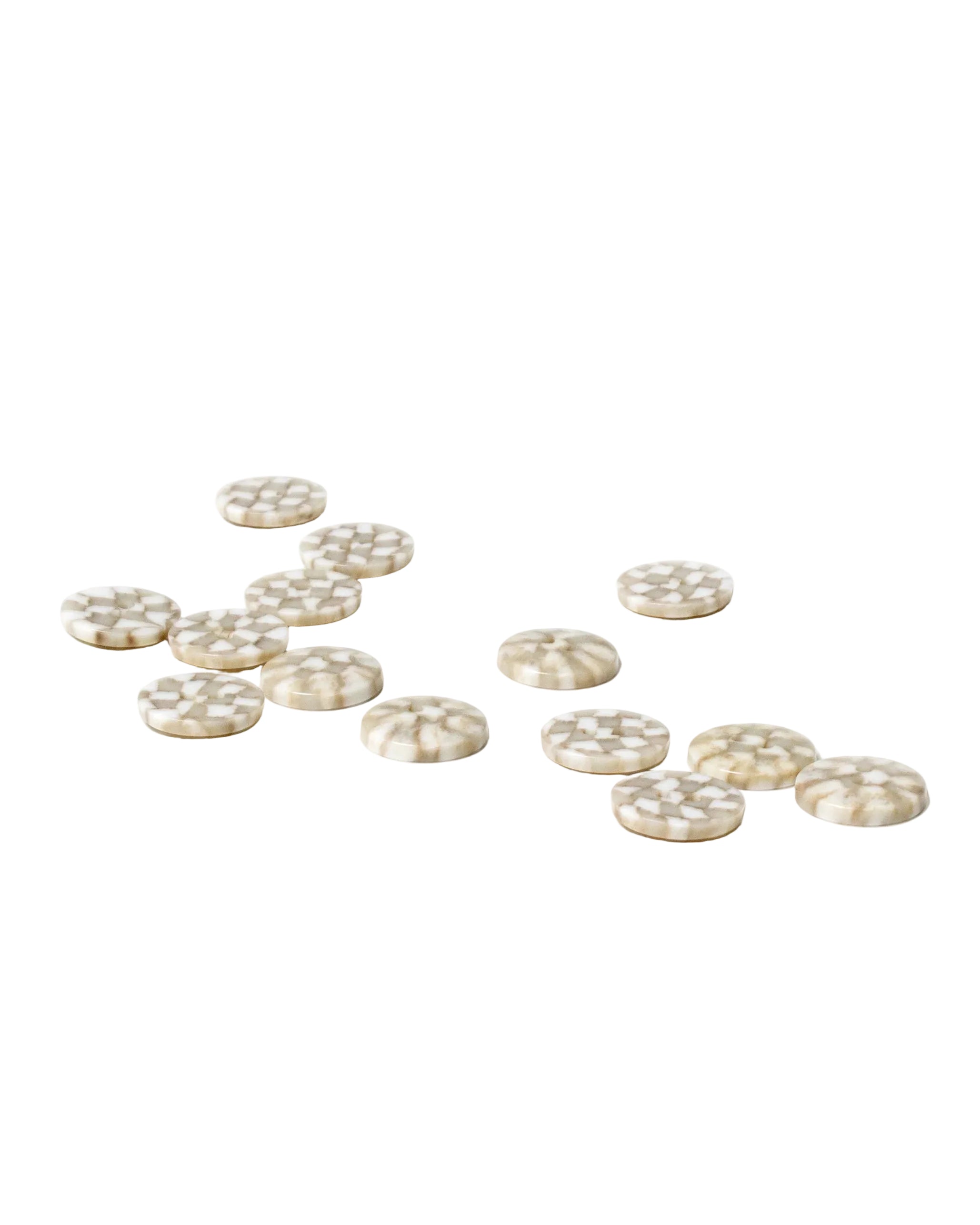 Mosaic White and Taupe Buttons 18mm