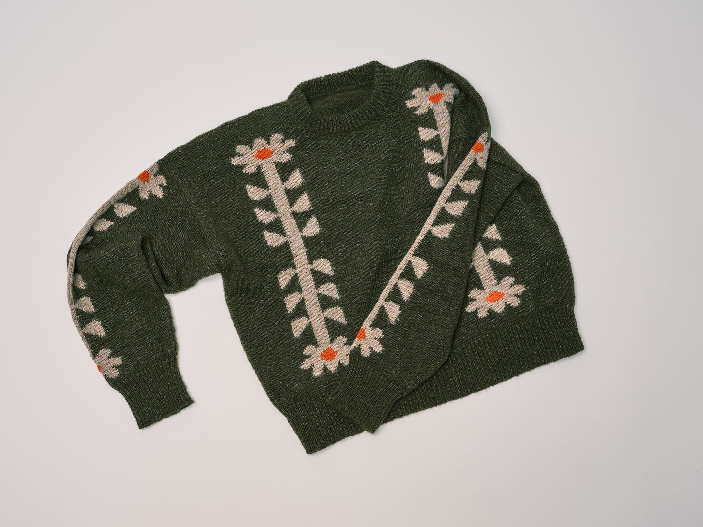 Moss Flower Power Sweater