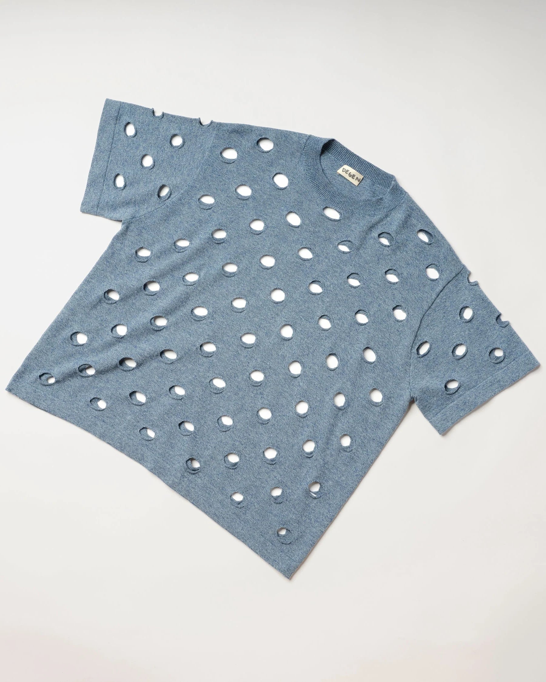 Washed Denim Cotton Bind Off Sweater Tee