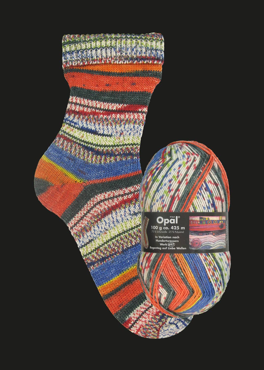 OPAL Hundertwasser 4-ply -  1435 Regentag auf Liebe Wellen