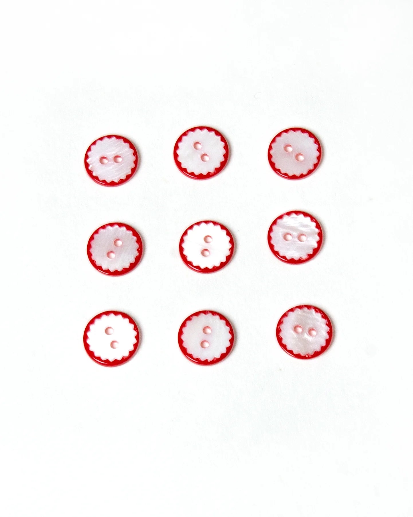 White Shell Red Scallop Edge 13mm