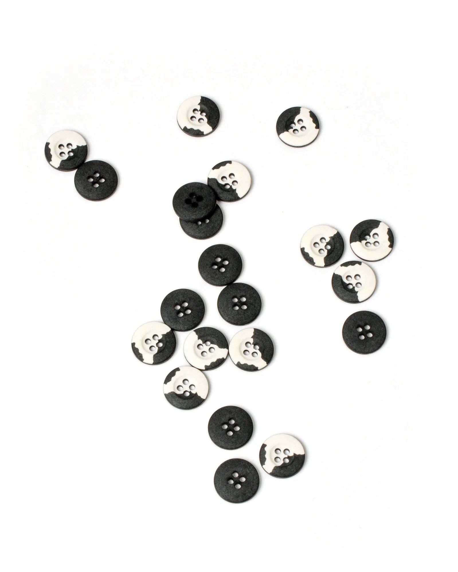 Cotton Off White and Dark Blue-Green Buttons 15mm