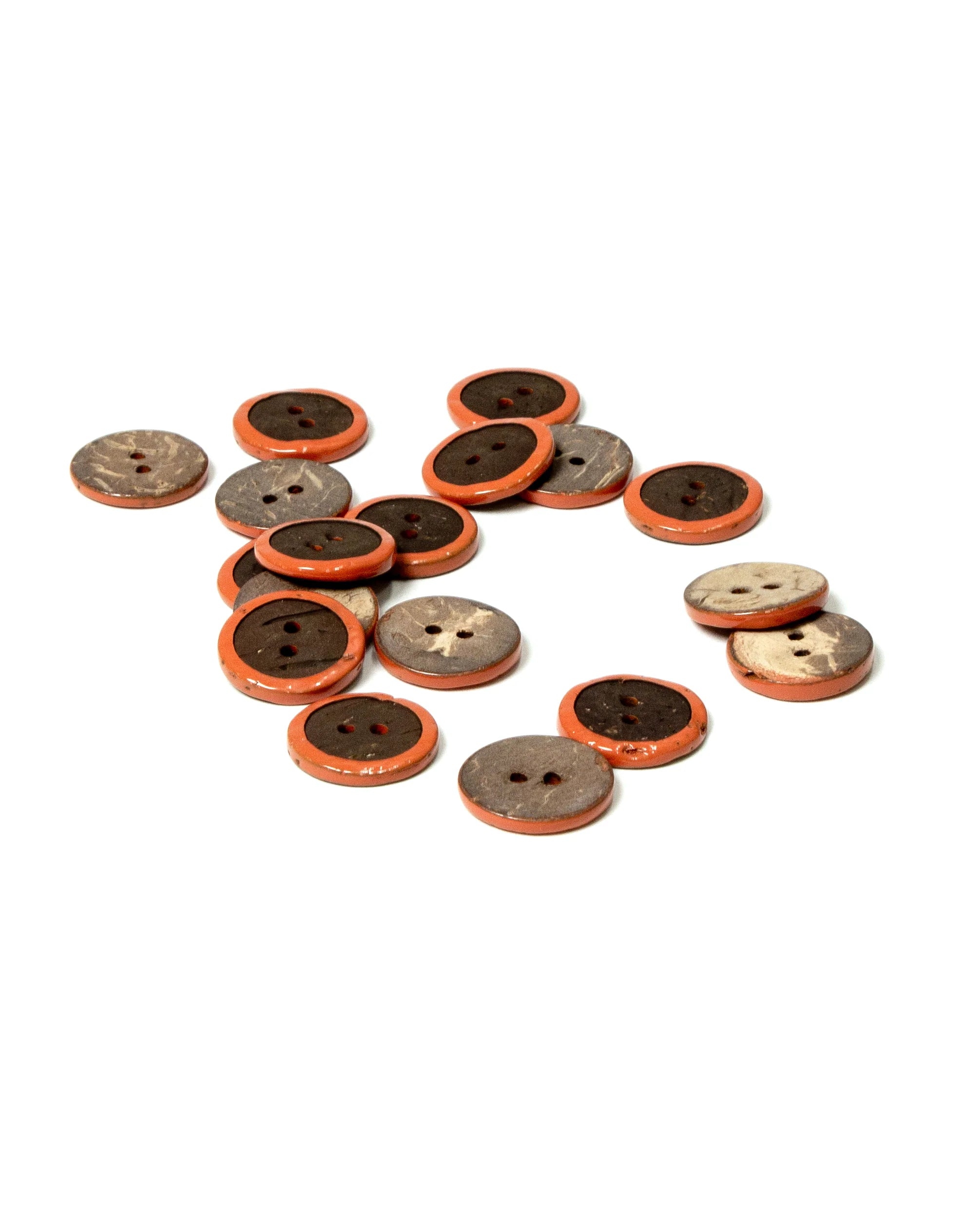 Coco Shell Buttons Raised Orange Rim 18mm