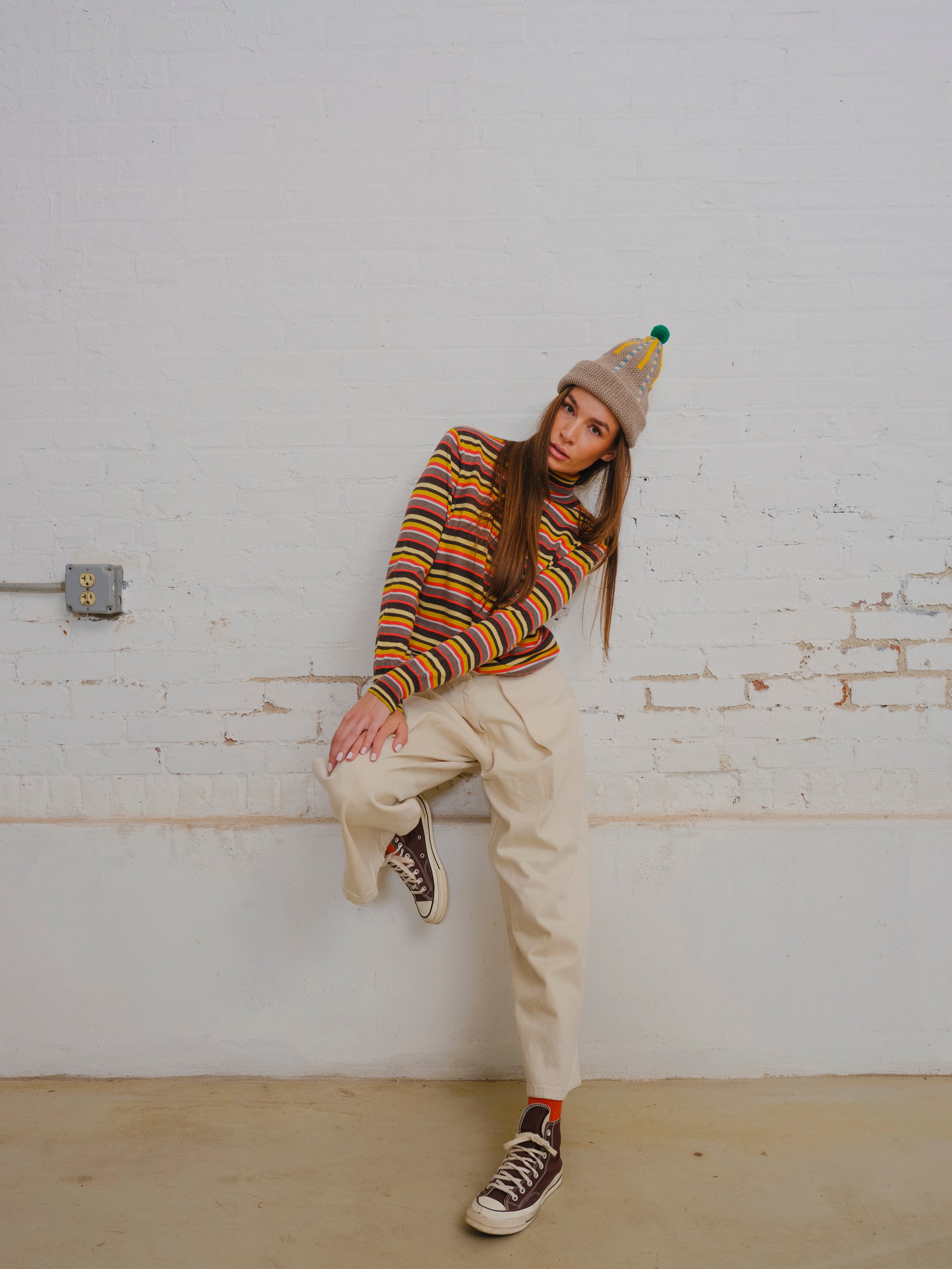 Retro Striped Turtleneck