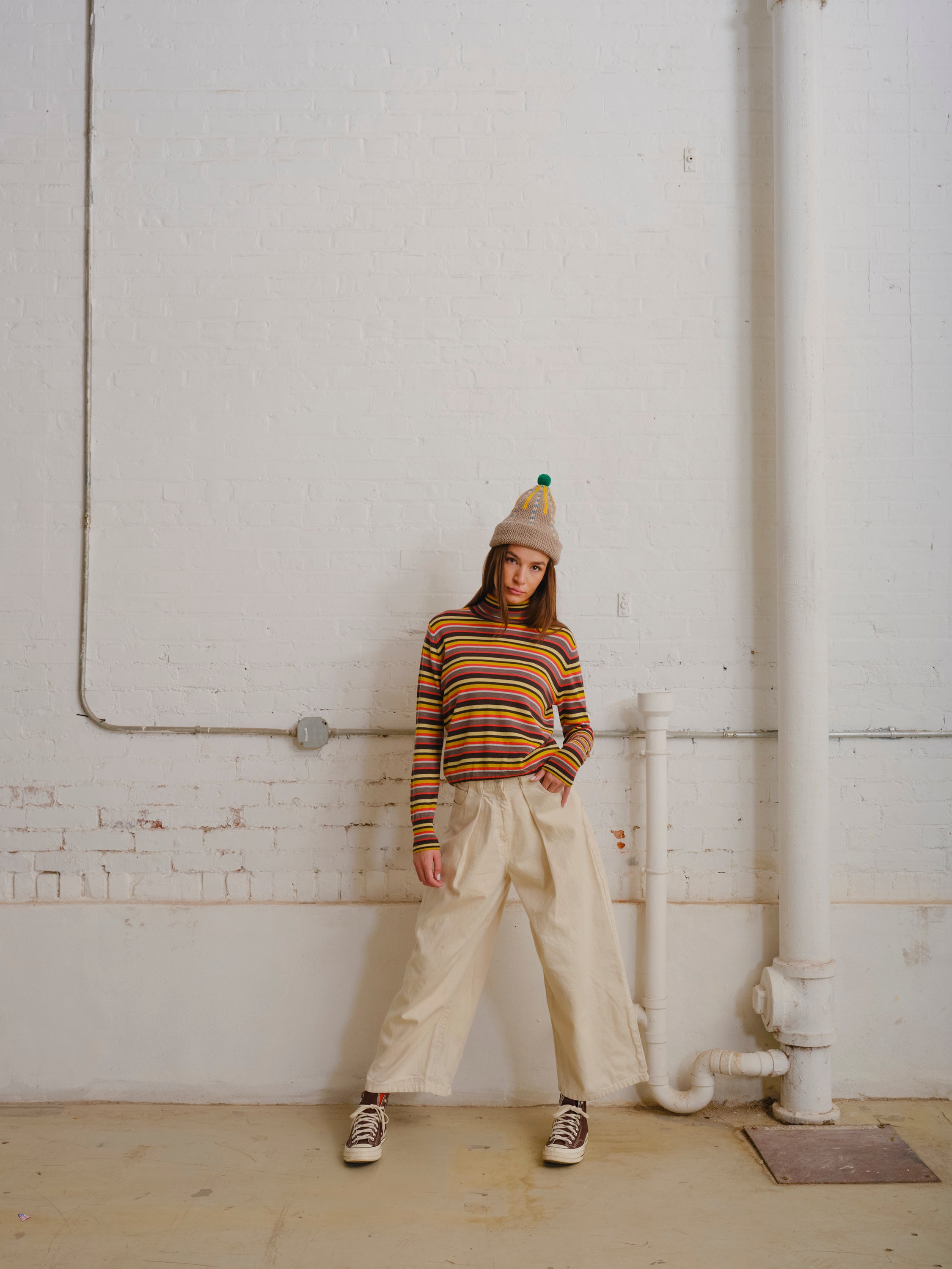 Retro Striped Turtleneck