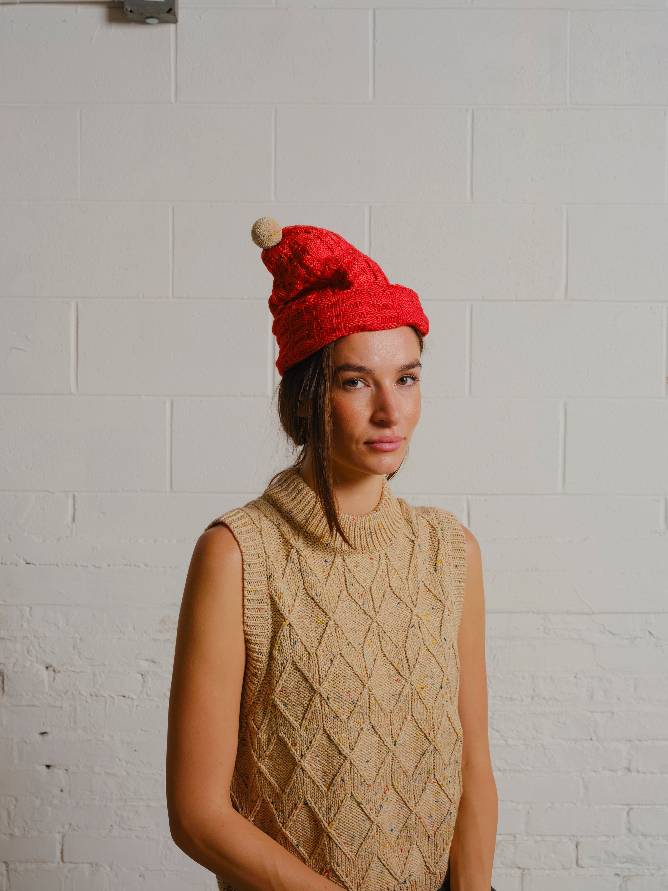 Linen Harlequin Stitch Vest
