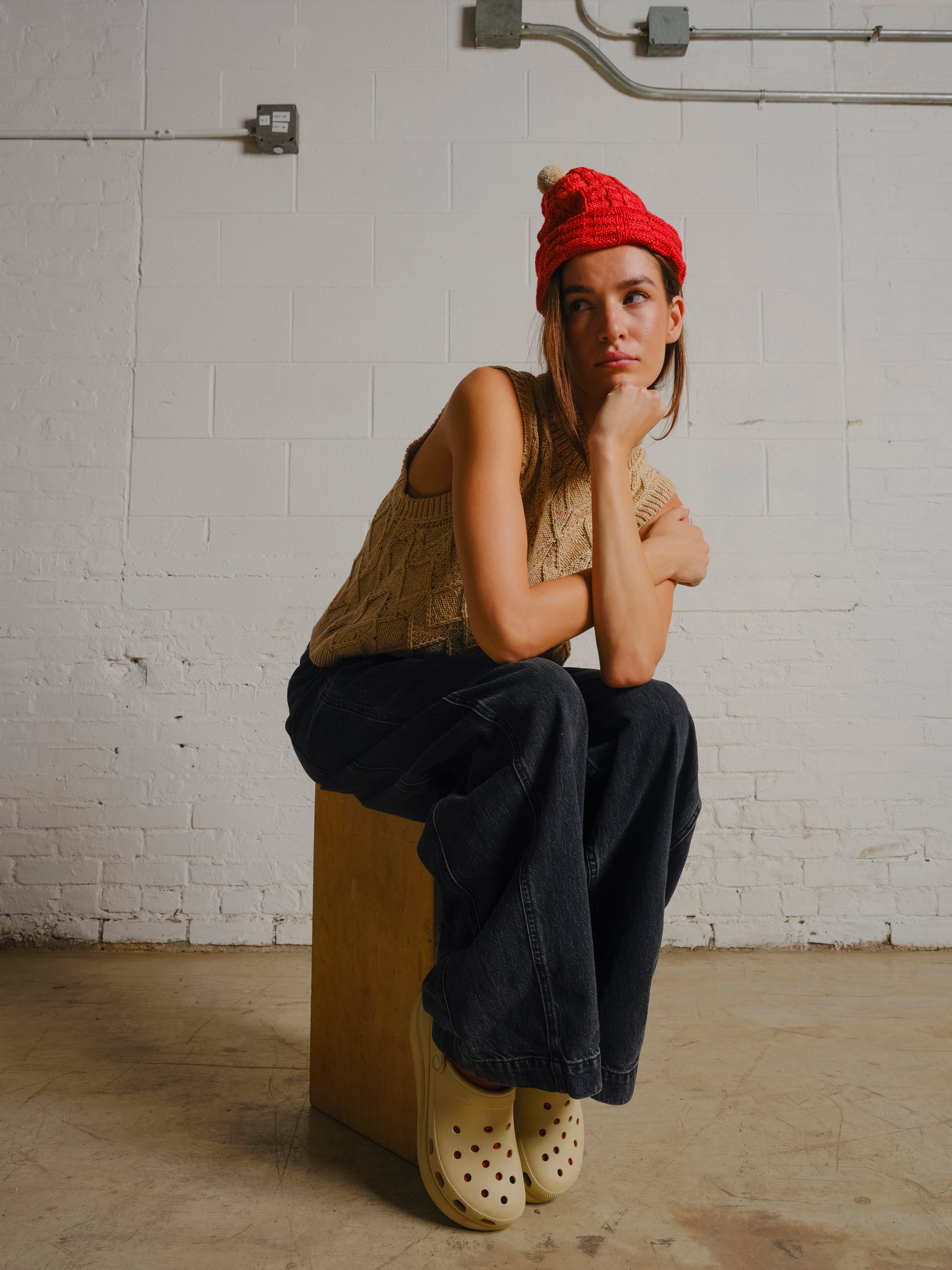 Linen Harlequin Stitch Vest