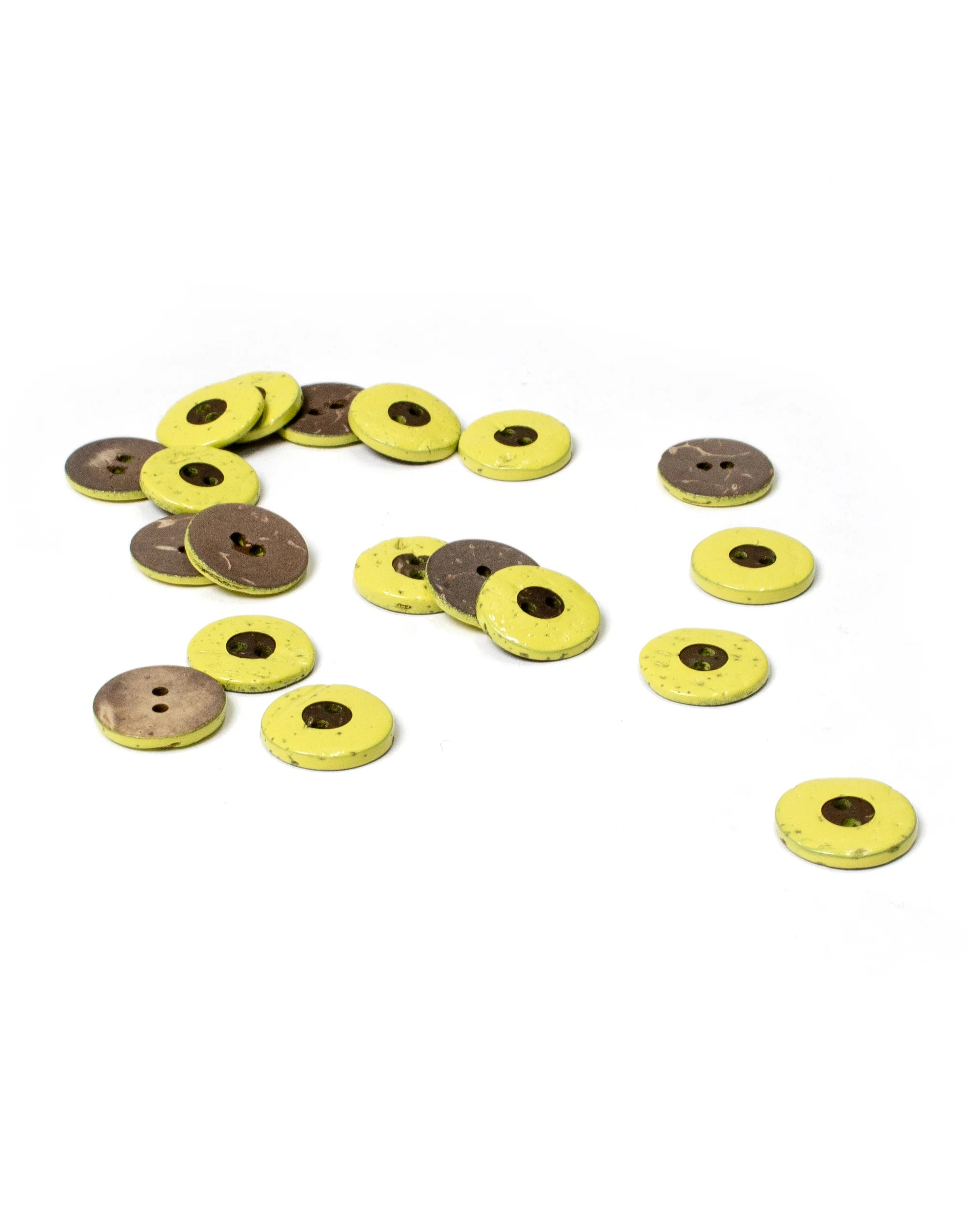 Coco Shell Buttons with Yellow Edge 18mm