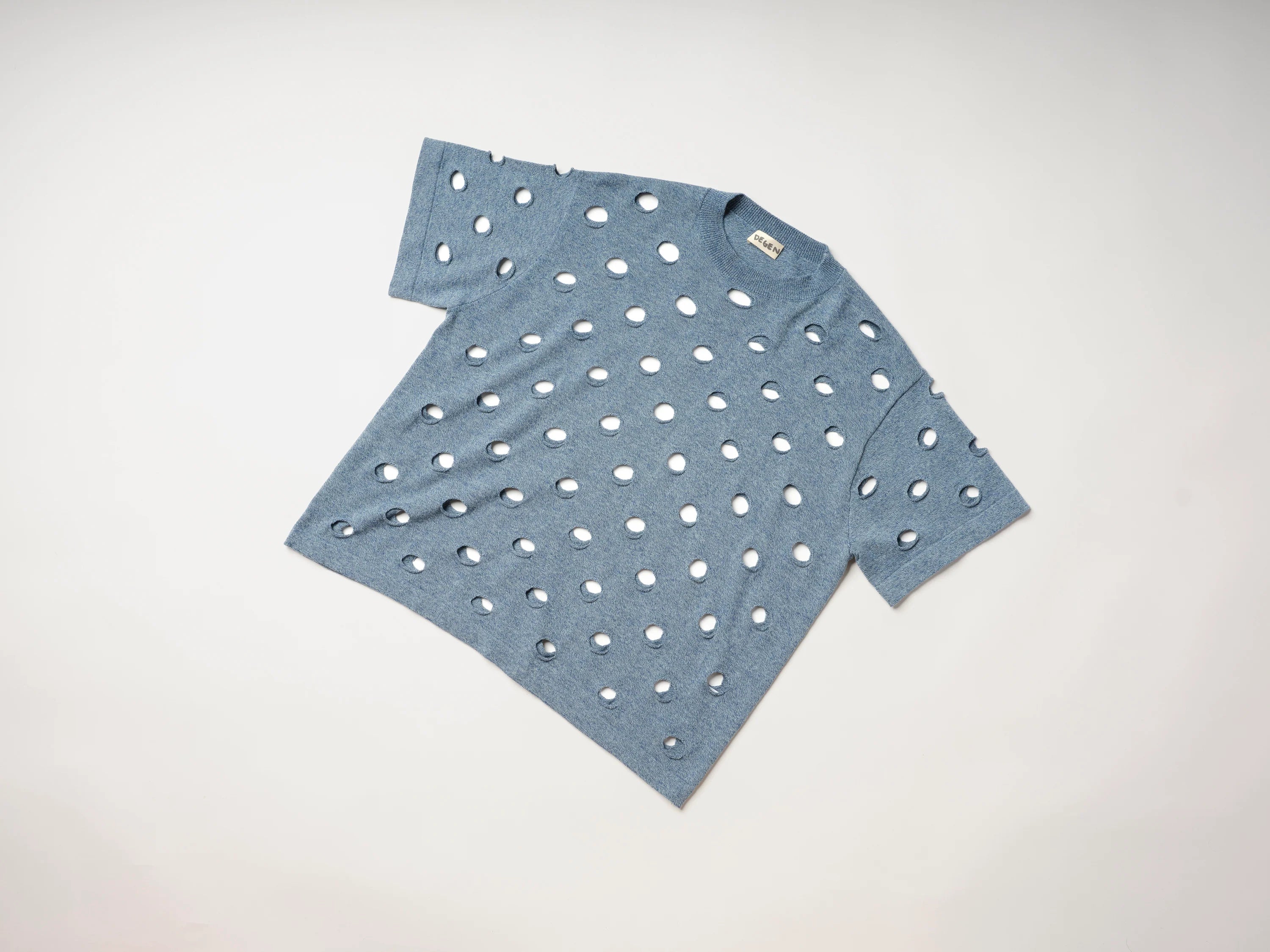 Washed Denim Cotton Bind Off Sweater Tee