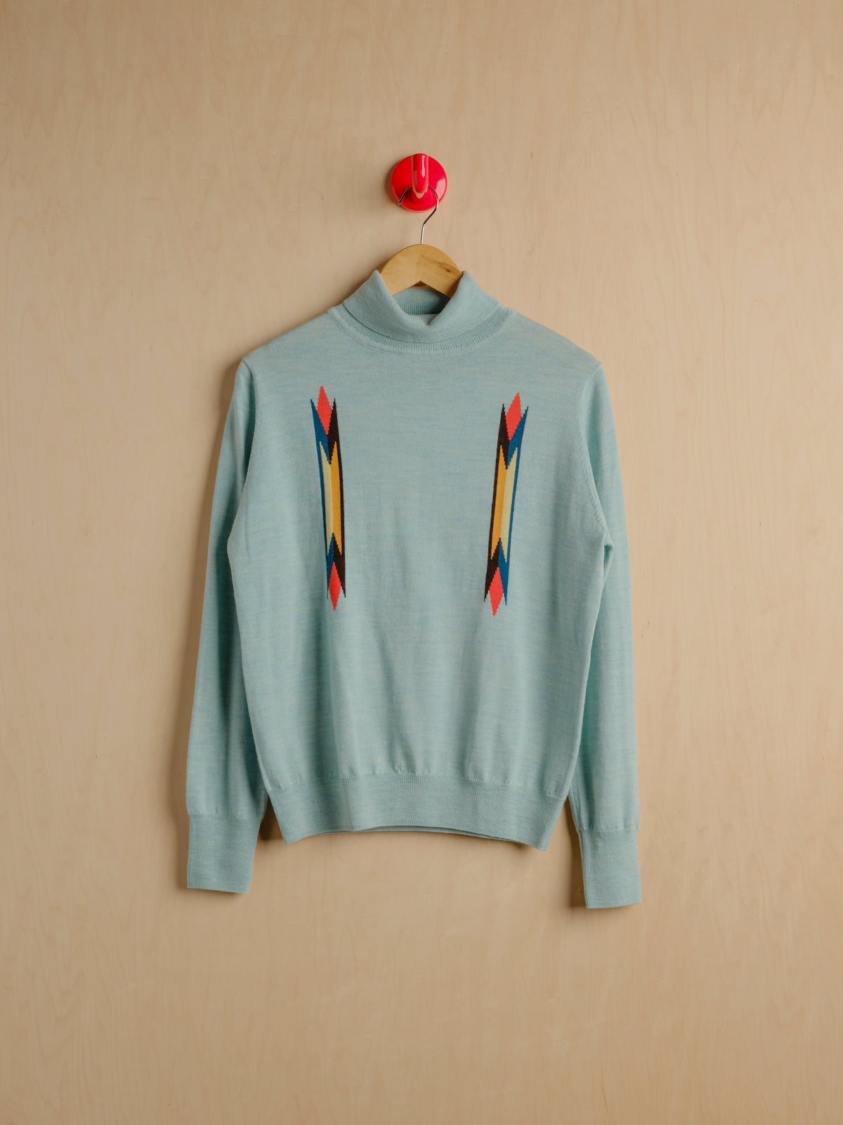 Butterfly Intarsia Turtleneck - Sky