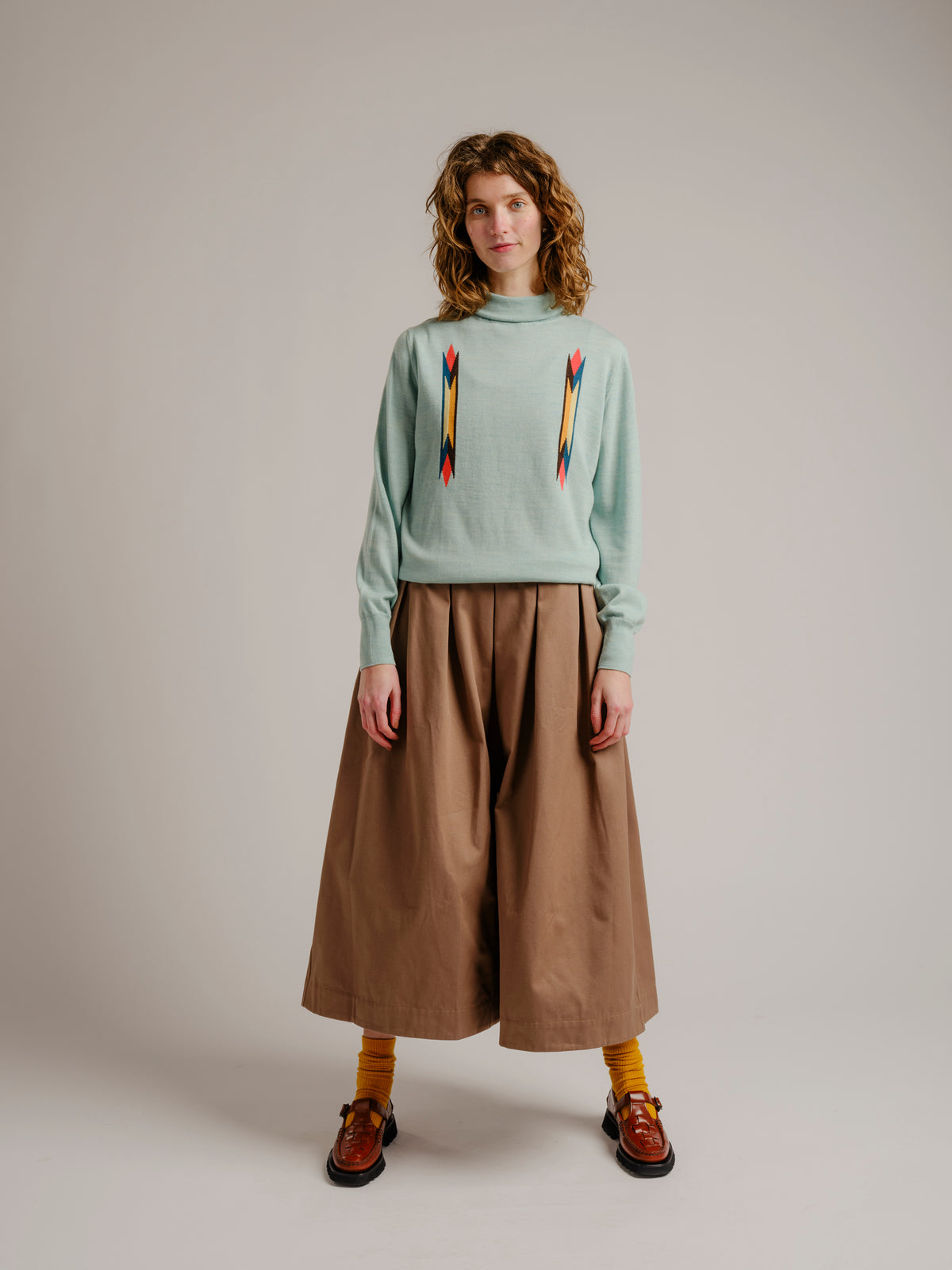 Butterfly Intarsia Turtleneck - Sky