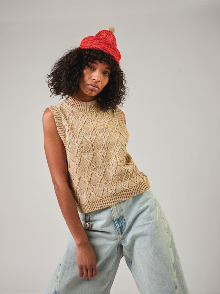 Linen Harlequin Stitch Vest