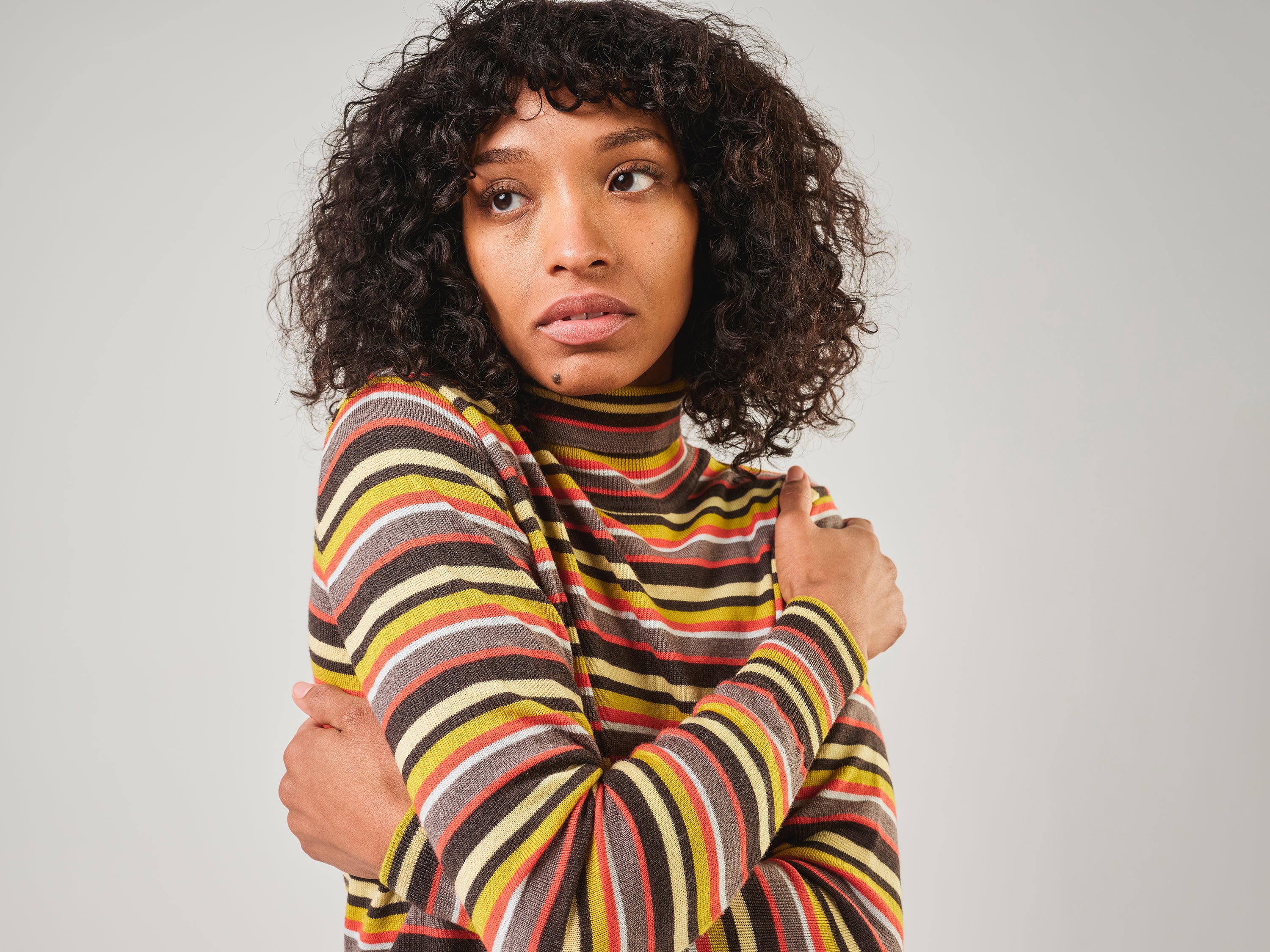 Retro Striped Turtleneck