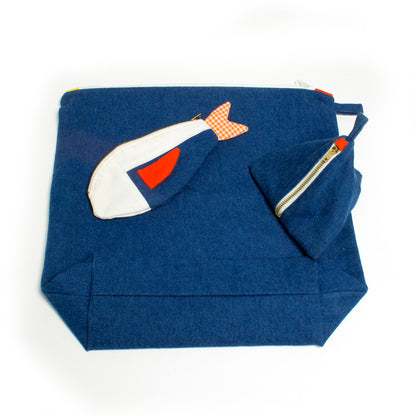 Denim Zippered Sweater Sized Project Bag