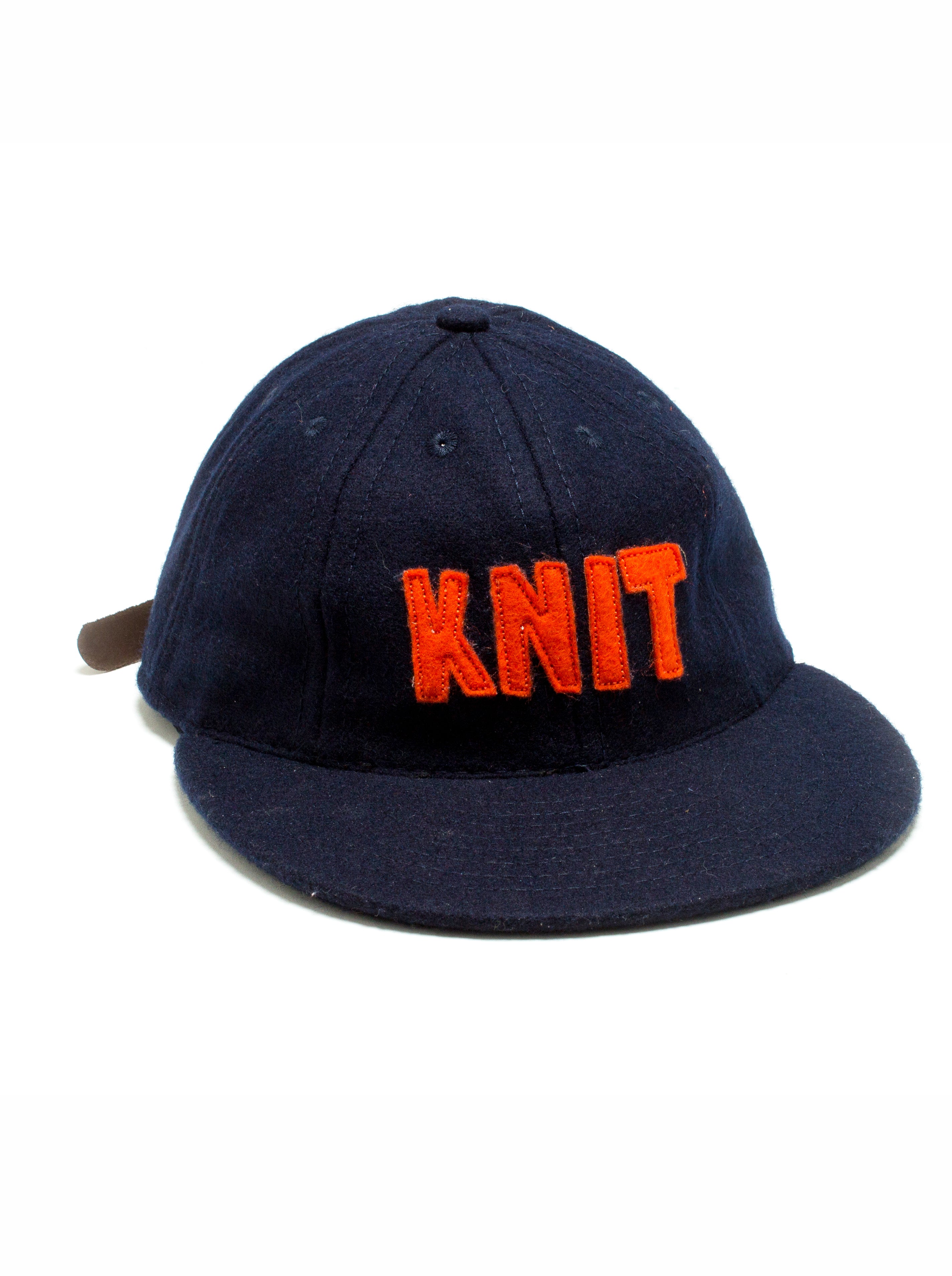 KNIT Vintage Wool Cap - Orange + Navy
