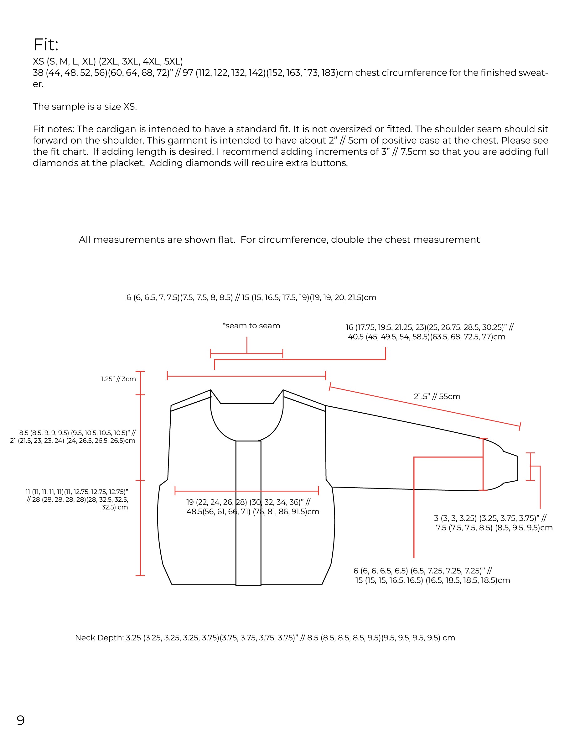 Diamond Placket Cardigan Pattern