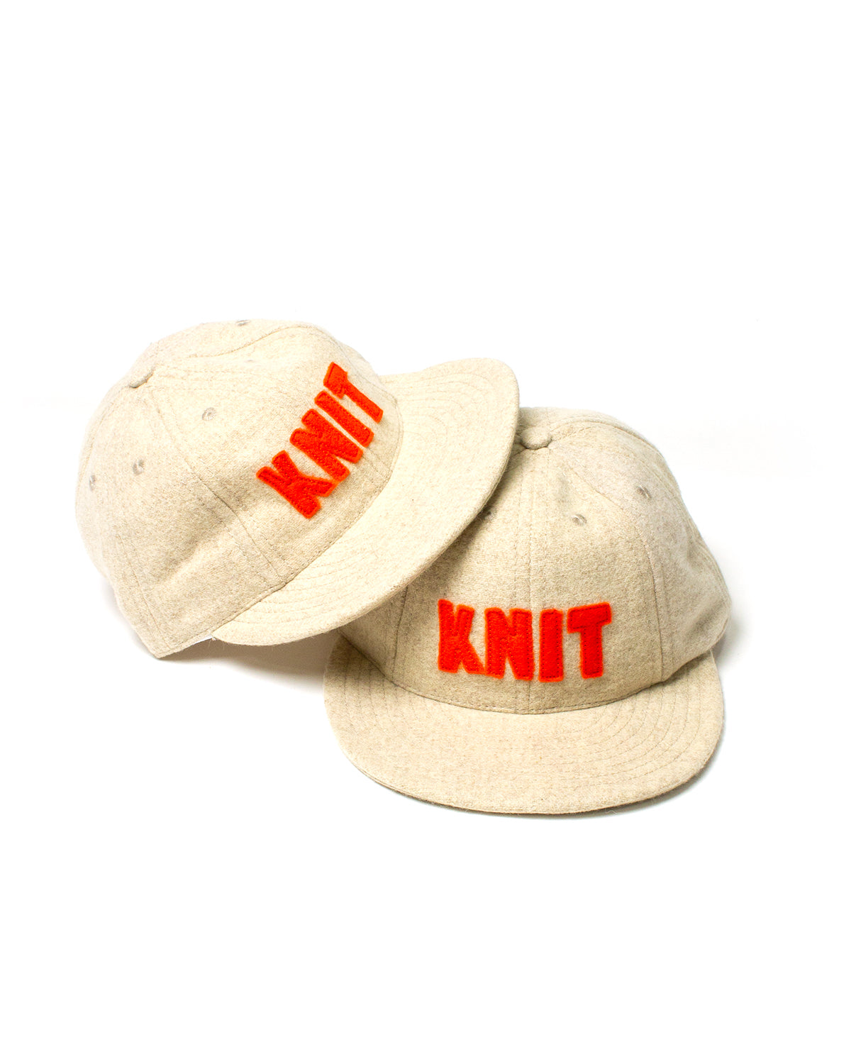 KNIT Vintage Wool Cap - Oatmeal + Orange