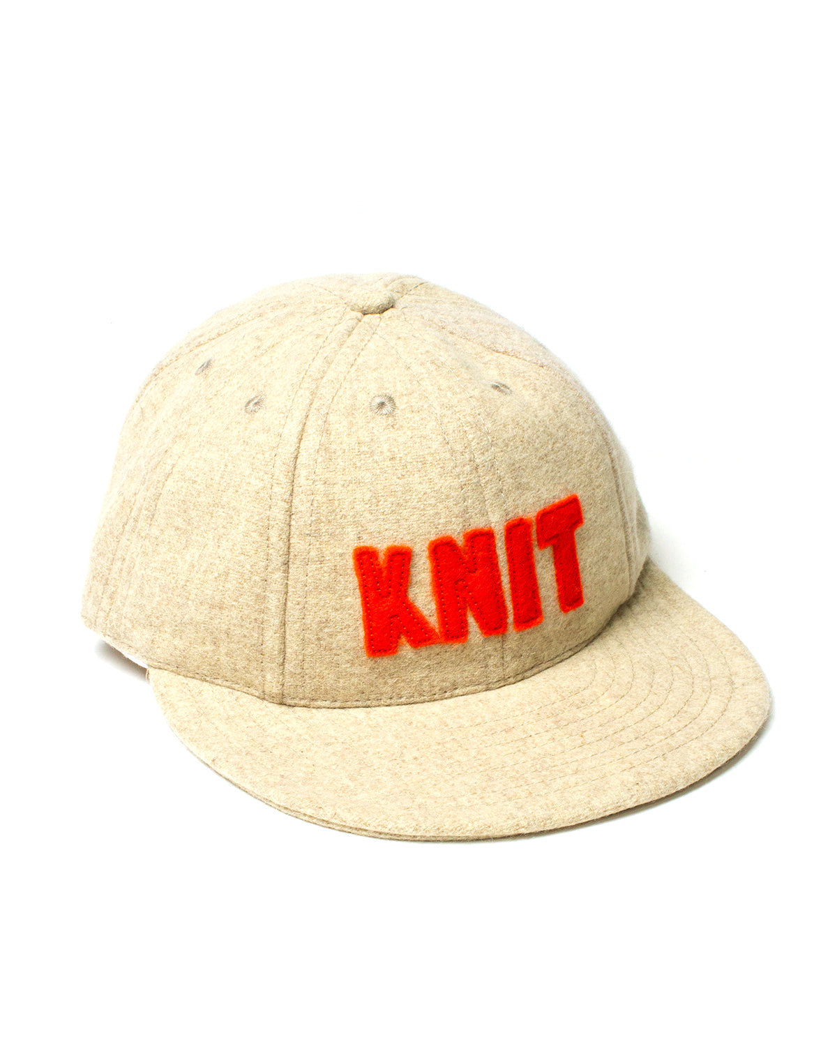 KNIT Vintage Wool Cap - Oatmeal + Orange
