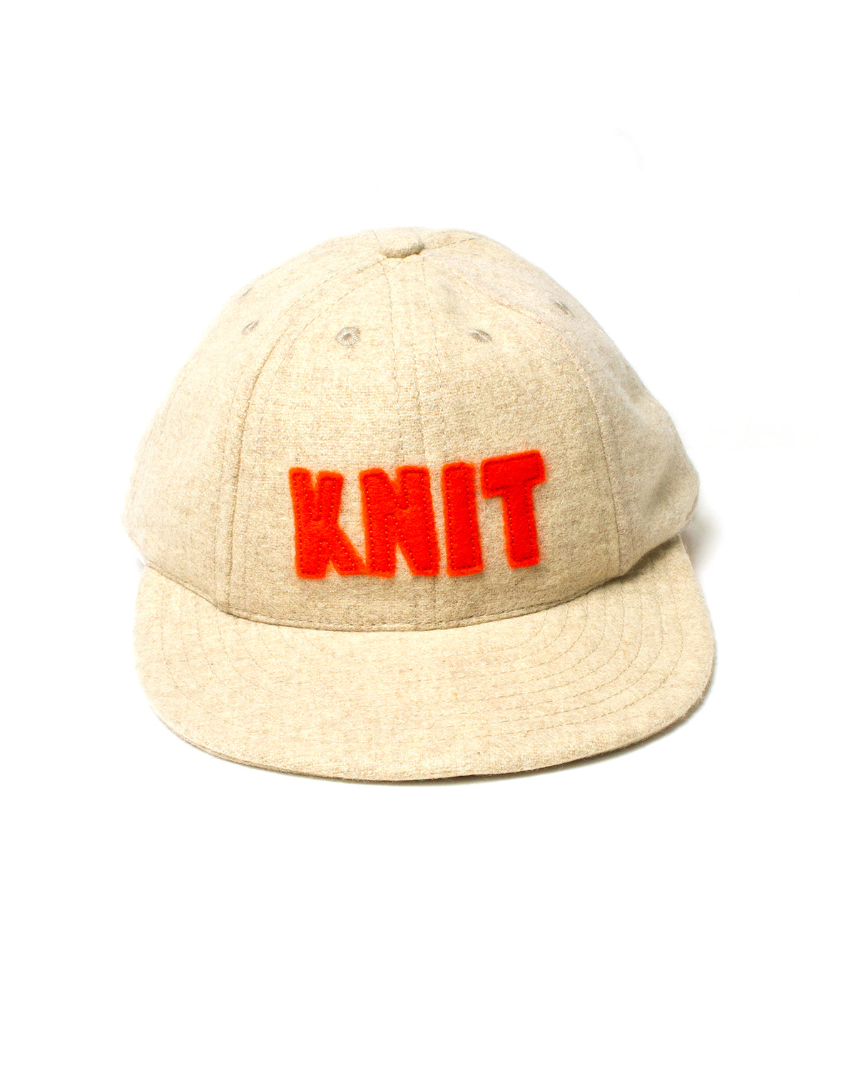 KNIT Vintage Wool Cap - Oatmeal + Orange