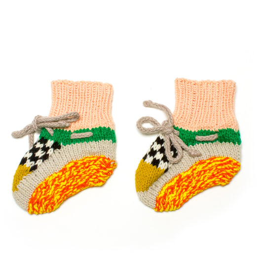 Classic Checkered Taxi Hand Knit Booties